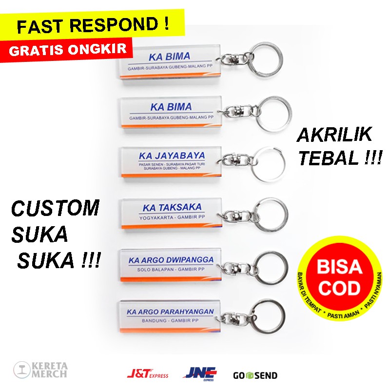 GANTUNGAN อะคริลิคพวงกุญแจ INDONESIAN TRAIN NAME KEYCHAIN CUSTOM KEYCHAIN / CUSTOM KEYCHAIN