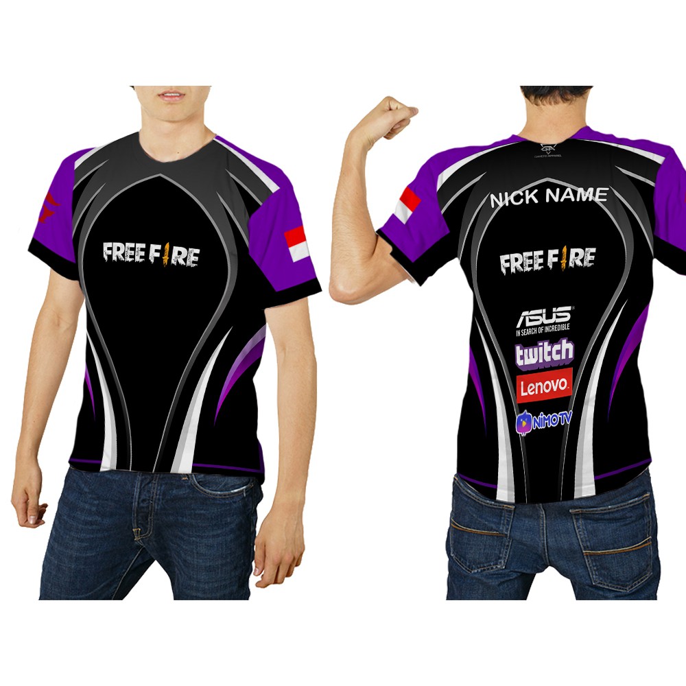 TiniShop - Free Fire Adult T-Shirt / Mens Gaming T-Shirt / Mens Free Fire T-Shirt 3D Full Print