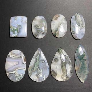 High Grade 🍀☁️ มอส อาเกต เจียรทรงหลังเบี้ย (Moss Agate Cabochon)