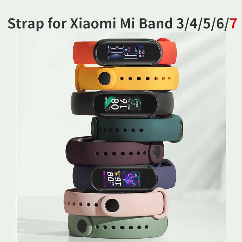 สายนาฬิกาข้อมือซิลิโคน สีพื้น สําหรับ Xiaomi Band 7 Xiaomi Bracelet 6 Xiaomi Mi Band 5 Xiaomi Bracelet 4 Xiaomi Xiaomi 3 4 5 6 7