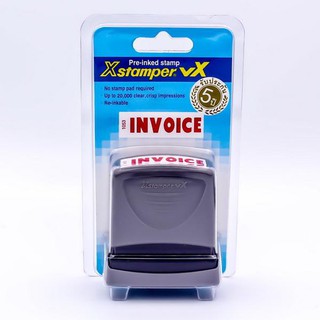 Xstamper ตรายาง Pre-Inked  " INVOICE " (สีแดง) หมึกแห้งเร็ว กันน้ำ