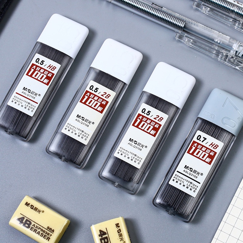 M&G. ดินสอแบบเติม 0.5 มม. / 0.7 มม. 2B / Hb 100 ชิ้น