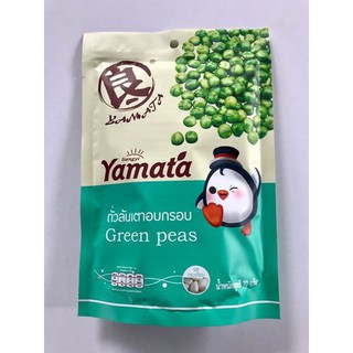 Yamata ยามาตะ ถั่วลันเตาอบกรอบ รสกระเทียม  ห่อสีเขียวเข้ม ขนาด 70 กรัม.