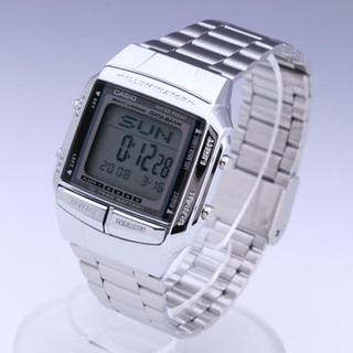 Casio Data Bank รุ่น DB-360-1A นาฬิกาข้อมือผู้ชาย/ผู้หญิง สายสแตนเลสสีเงิน แบต 10 ปี ของแท้ 100% ประกันศูนย์ CMG 1 ปี