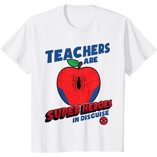 เสื้อยืดผ้าฝ้ายพรีเมี่ยม เสื้อยืด พิมพ์ลาย Marvel Teachers Are Super Heroes In Disguise Spider-Man