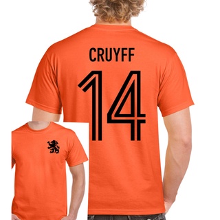 ฝ้ายเสื้อยืดพิมพ์ลายเสื้อยืด พิมพ์ลายการ์ตูนนักฟุตบอล Johan Cruyff 14 Holland Dutch Yohan Ajax สําหรับผู้ชาย
s-5xl