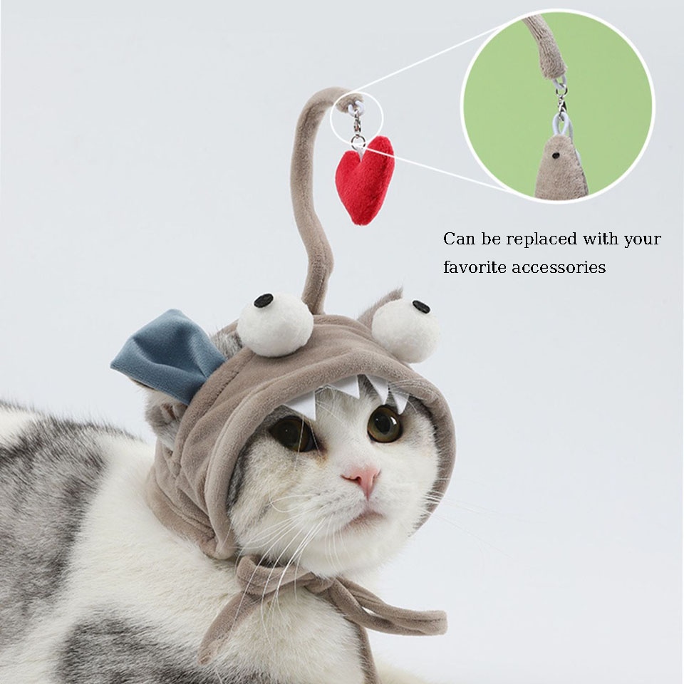 Kitten Fishing Head Wearing Funny Cat Stick Cute Feathers Bait Fishing