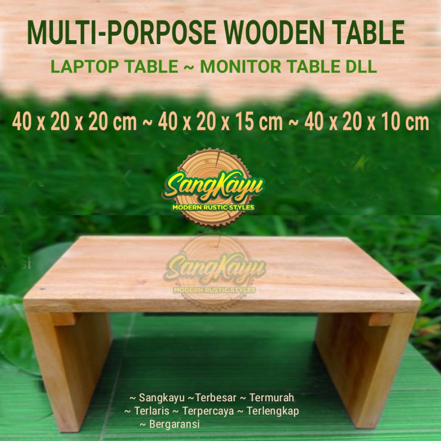 SangKayu Laptop Table Monitor โต๊ะไม้อเนกประสงค์ 30x20 cm Mini Table