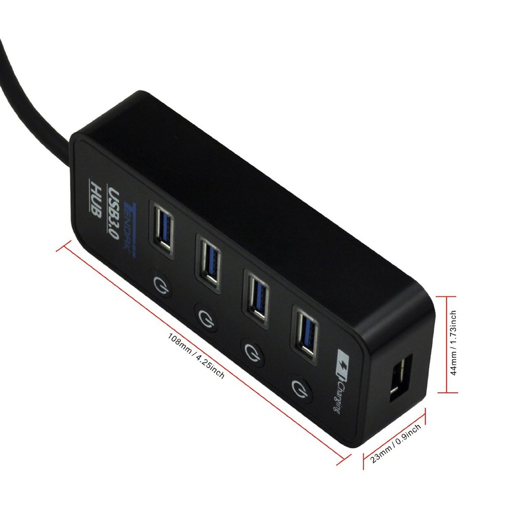 ZS USB 3.0 HUB 4 PORT + 1 PORT สีแดง เป็น Port Quick Charging 5V 2.4A (แถมไฟเลี้ยง 5V2A)รุ่น HB-26