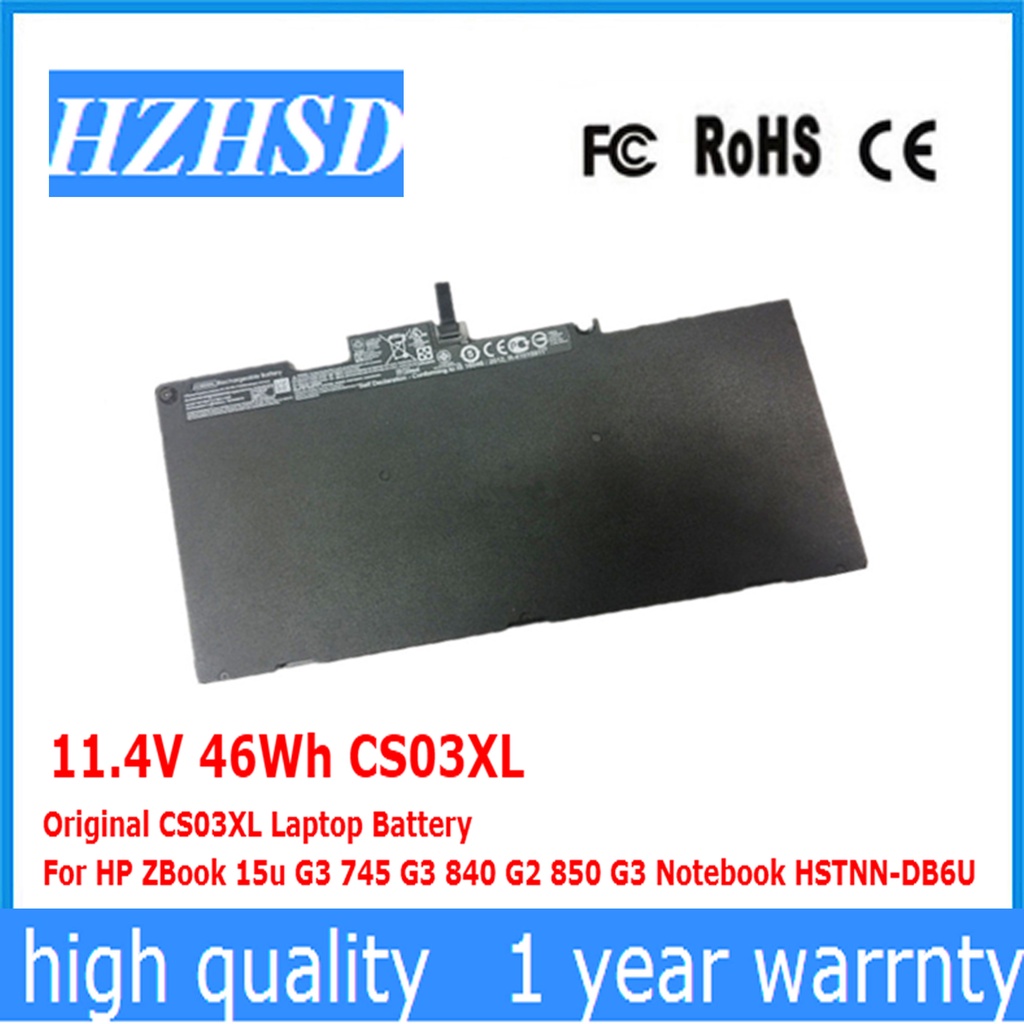 11.4V 46Wh CS03XL Battery For HP EliteBook 740 745 840 850 G3 G4ZBook 15u G3 G4 mt43 HSTNN-IB6Y HSTN