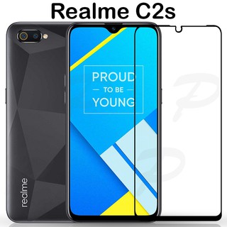 ฟิล์มกระจก นิรภัย เต็มจอ กาวเต็มแผ่น เรียวมี ซี2เอส สีดำ  Full Glue Tempered Glass Screen For Realme C2s (6.1") Black