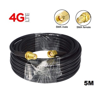 PR-SMA RG58 Cable Low Loss 5 เมตร WiFi WAN 4G Router 5M Wi-Fi ,4G LTE Antenna Extension Cable RP-SMA