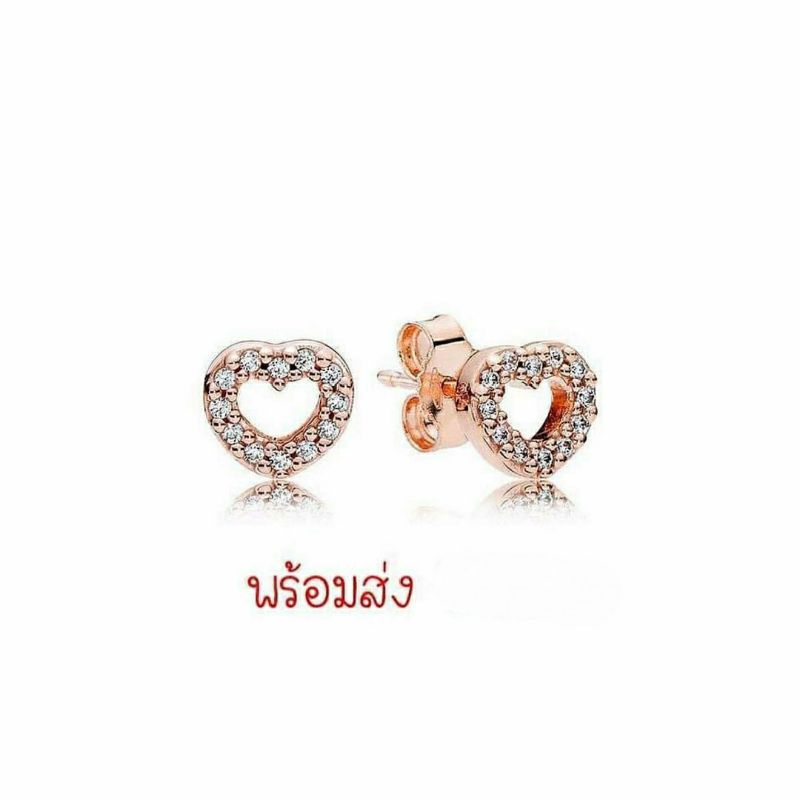 Pandora rose earrings ต่างหูหัวใจโรส