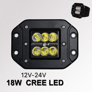 ไฟสปอร์ตไลท์รถยนต์ ไฟหน้ารถ ไฟท้าย ไฟช่วยตัดหมอก LED 1ชิ้น 18W SPOT BEAM US เเสงขาว 12V-24V