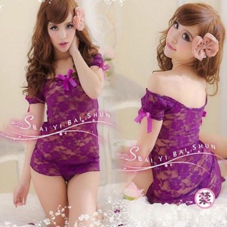 SZ315 ชุดSexy Lace Slim Fit สีม่วง