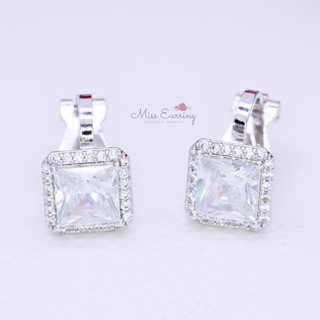 Miss Earring ต่างหูหนีบ CZ Shine ทรงสี่เหลี่ยม ไซด์เล็ก