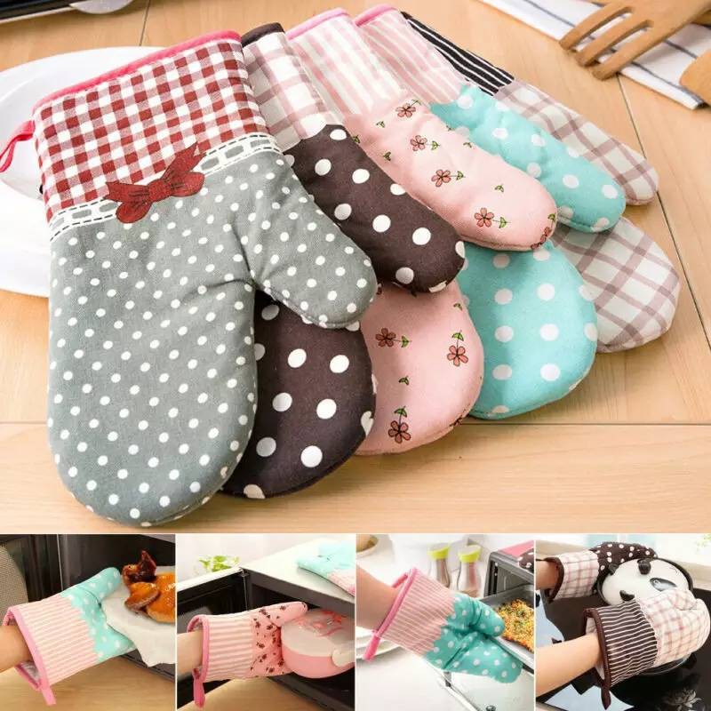 ถุงมือผ้ากันความร้อนแบบหนา สุ่มลาย 1 ข้าง