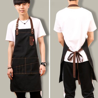 ผ้ากันเปื้อนร้านกาแฟ ผ้ากันเปื้อนยีนส์ ผ้ากันเปื้อน ผ้าแคนวาส coffee shop Apron เกรด Premium ผ้ากันเปื้อนทำอาหาร