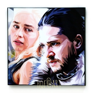 Jon Snow &amp; Daenerys แม่มังกร แดเนรีส &amp; จอน สโนว์ ซีรี่ย์ Game of Thrones GOT รูปภาพ​ติด​ผนัง​ pop art ​กรอบรูป​​ ของขวัญ