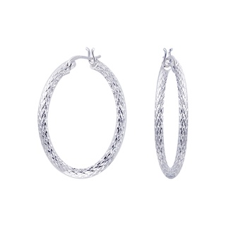 SILVER THAI 3mm x 40mm Classic texture hoop earrings silver ขนาดต่างหู3mm x 40mm ต่างหูห่วงเงินแท้925ใส่ออกงานก็สวยเก๋คะ