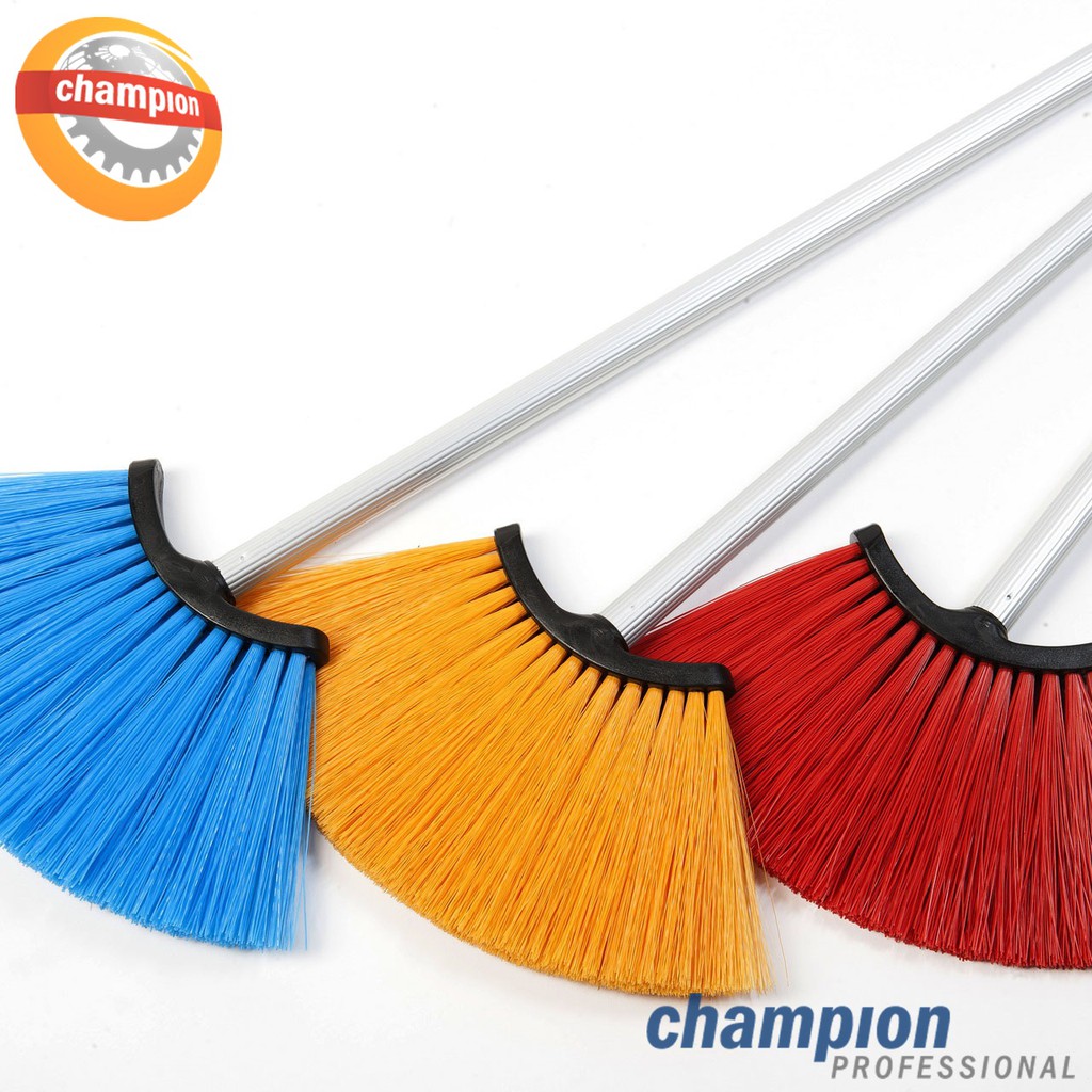 FLASH SALE งานหนัก ขนไม่หลุด ล้างน้ำได้ ไม่เป็นสนิม ไม้กวาดไนล่อน champion ด้ามอลูมิเนียม ขนอ่อน-แข็ง แข็งแรง ทนทาน