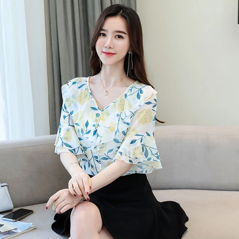 เสื้อชีฟองลายดอกไม้แขนสั้น thumbnail 7