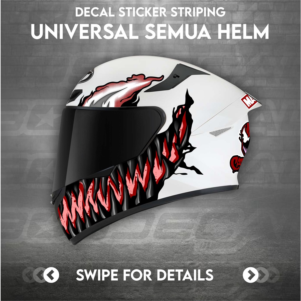 สติ๊กเกอร์หมวกกันน็อค UNIVERSAL พร้อมแถบป้องกัน VENOM MOTIF ครบชุด
