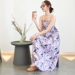 PUSAMALA Violet Floral Dress