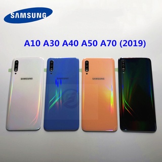 ฝาครอบแบตเตอรี่พลาสติก พร้อมกาวติดเลนส์กล้อง สําหรับ Samsung Galaxy A10 A30 A40 A50 A70 2019