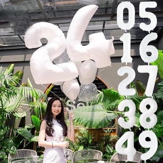 ลูกโป่งฟอยล์ดิจิทัล 0-9 รูปตัวเลข สีขาว ขนาด 32 นิ้ว สําหรับตกแต่งปาร์ตี้วันเกิด งานแต่งงาน