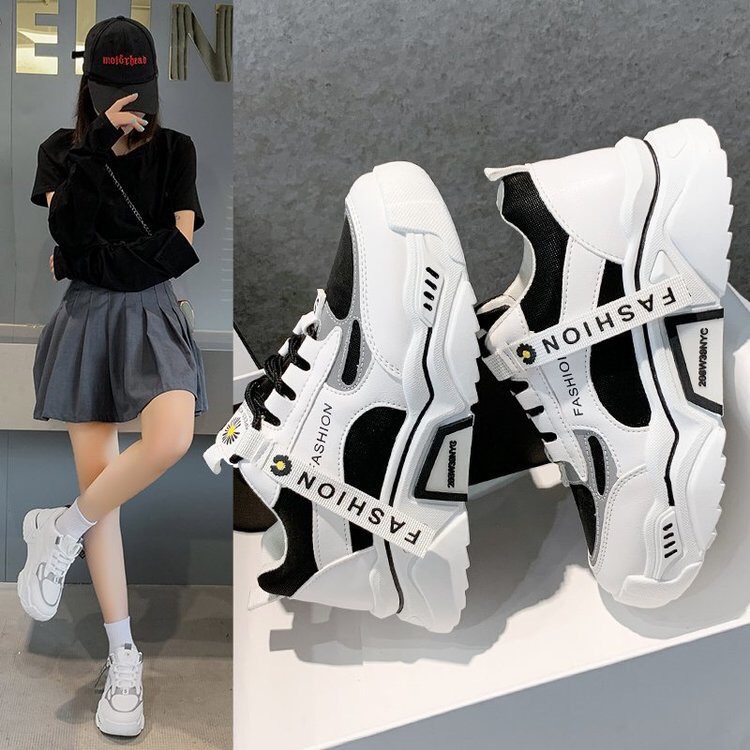 COOL SHOES (มาใหม่ AR-6601)  รองเท้าผ้าใบผู้หญิง เสริมส้น 5 ซม.รองเท้าผ้าใบลำลองเดซ พร้อมส่ง!