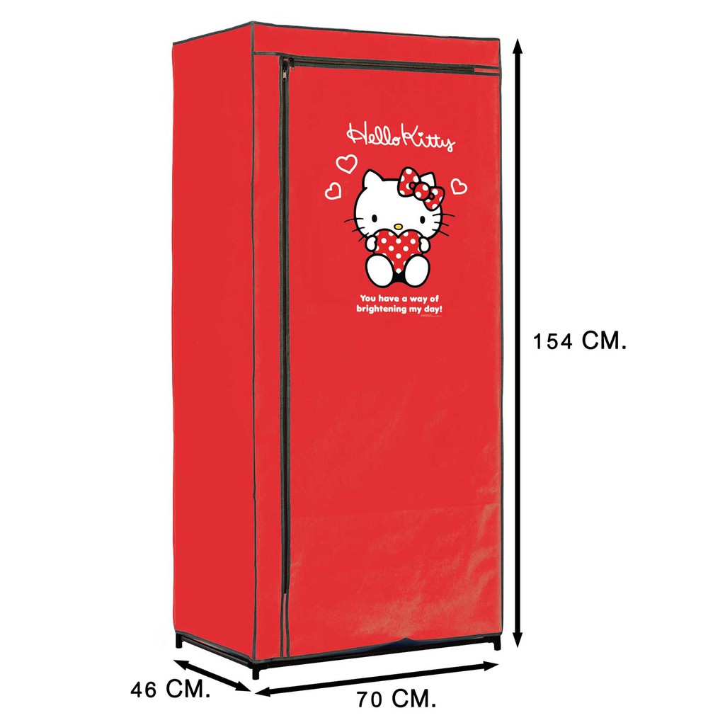 KOOM SQUARE ตู้อเนกประสงค์ผ้าสปันบอน ลาย HELLO KITTY (สีแดง) #KT-501