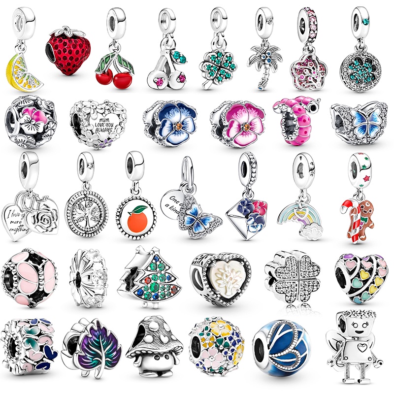 ผลไม้ Series Lemon Tangerinr Charm ลูกปัดจี้สีเงินสร้อยข้อมือสร้อยคอสําหรับผู้หญิงผู้ชายเครื่องประดั