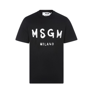 Msgm เสื้อยืดลําลอง แขนสั้น คอกลม พิมพ์ลายโลโก้ตัวอักษร เรียบง่าย สําหรับผู้ชาย