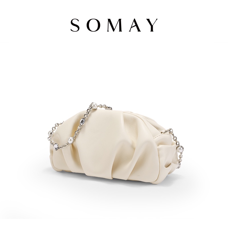 ۩Somay cloud bag 2021 ใหม่ chain 2022 all-match one-shoulder messenger bag female white underarm female bag small