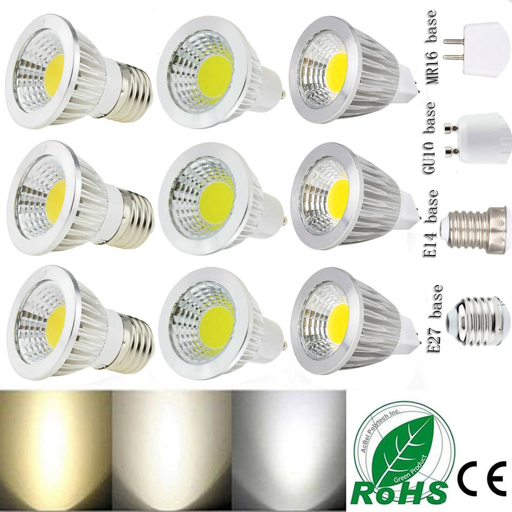 Ranpo 85-265V Ultra Bright MR16/GU10/E27/E14 6W/9W/12W LED COB Spot หลอดไฟ CREE Warm/Neural/Cool Whi