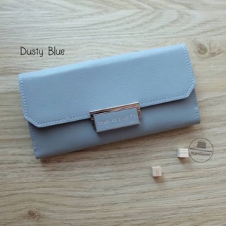 Charles &amp; Keith Push-Lock Long Wallet สีฟ้า