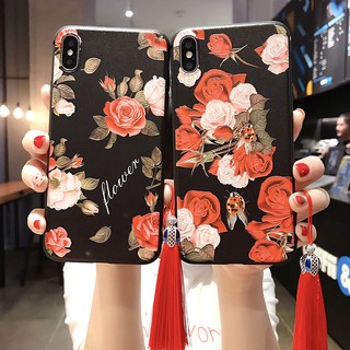 เคสโทรศัพท์มือถือ ลายดอกกุหลาบ ประดับพู่ สไตล์เรโทร สําหรับ Samsung Galaxy note 8 9 10 plus lite note20 ultra s8 s9 s10 s20 plus s21 s22 s23 ultra s20fe s21fe