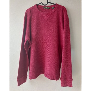 สเวตเตอร์แขนยาว ผ้าหนา มีน้ำหนัก สีแดงเข้ม
