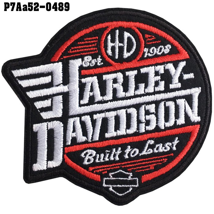 อาร์มติดเสื้อ HARLEY DAVIDSON อาร์มHARLEY อาร์มฮาเล่ย์ อาร์มติดเสื้อฮาเลย์ สีแดงขาว สินค้าผลิตในประเ