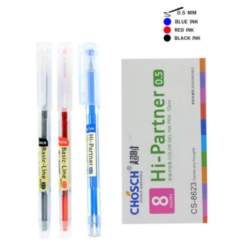 ปากกาลูกลื่นเจลสี CHOSC8623 Basic-Line HI-partner 0.5