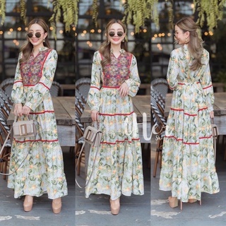 🌈🌿🌺🌸💚❤️ Bohemian Maxi Dress Long Sleeve