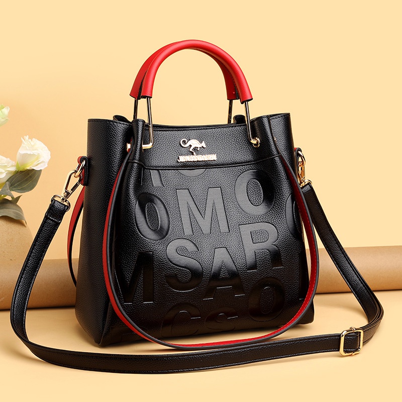 กระเป๋าถือ Mousoon Go Out Messenger Bag ความจุขนาดใหญ่สุทธิสีแดงพร้อมสไตล์ต่างประเทศหนังนิ่มกระเป๋าสะพายนูนกระเป๋าผู้หญิง