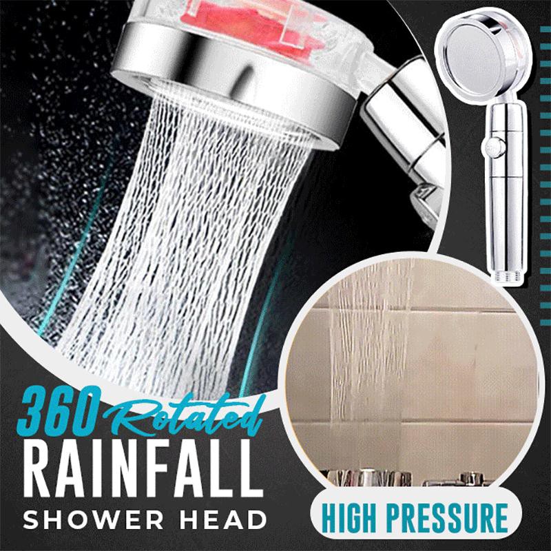 High Pressure Water Saving Spray Shower Head 360 Rotated Rainfall Shower Head Fan Bath Hand Held