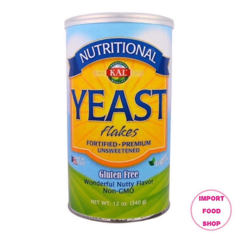 ผงนิวทริชั่นแนลยีสต์  KAL Nutritional Yeast Flakes , Unsweetened 340 g จาก USA Non-GMO , Gluten Free , Vegan Friendly