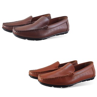 FREEWOOD CASUAL SHOES รองเท้าหนังรุ่น 84-951  สีน้ำตาล / สีแทน ( BROWN / TAN )