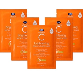 BOOTS SKIN MASK BTS VIT C BRI SERUM SHEET MASK มาร์กหน้าใส (แพ็ค 5)