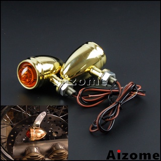 2pcs 10mm Motorcycle Solid Brass Turn Indicator Lights For Harley Cafe Racer Bobber Chopper Cafe Racer Amber Signal Blin