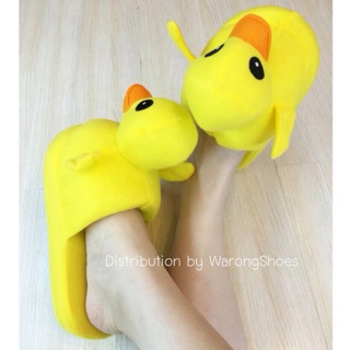 Slipper "Ducky" รองเท้าใส่ในบ้าน ลายเป็ดน้อยน่ารัก งานเย็บ+งานปัก อย่างเนี้ยบ พื้นกันลื่น ด้านในก้อน