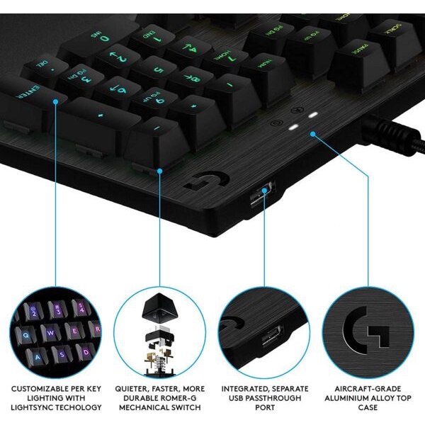 KEYBOARD (คีย์บอร์ด) LOGITECH G512 แสงไฟ LIGHTSYNC RGB 16.8 ล้านสี (EN/TH)  ประกัน 2 ปี ของแท้ ประกันศูนย์